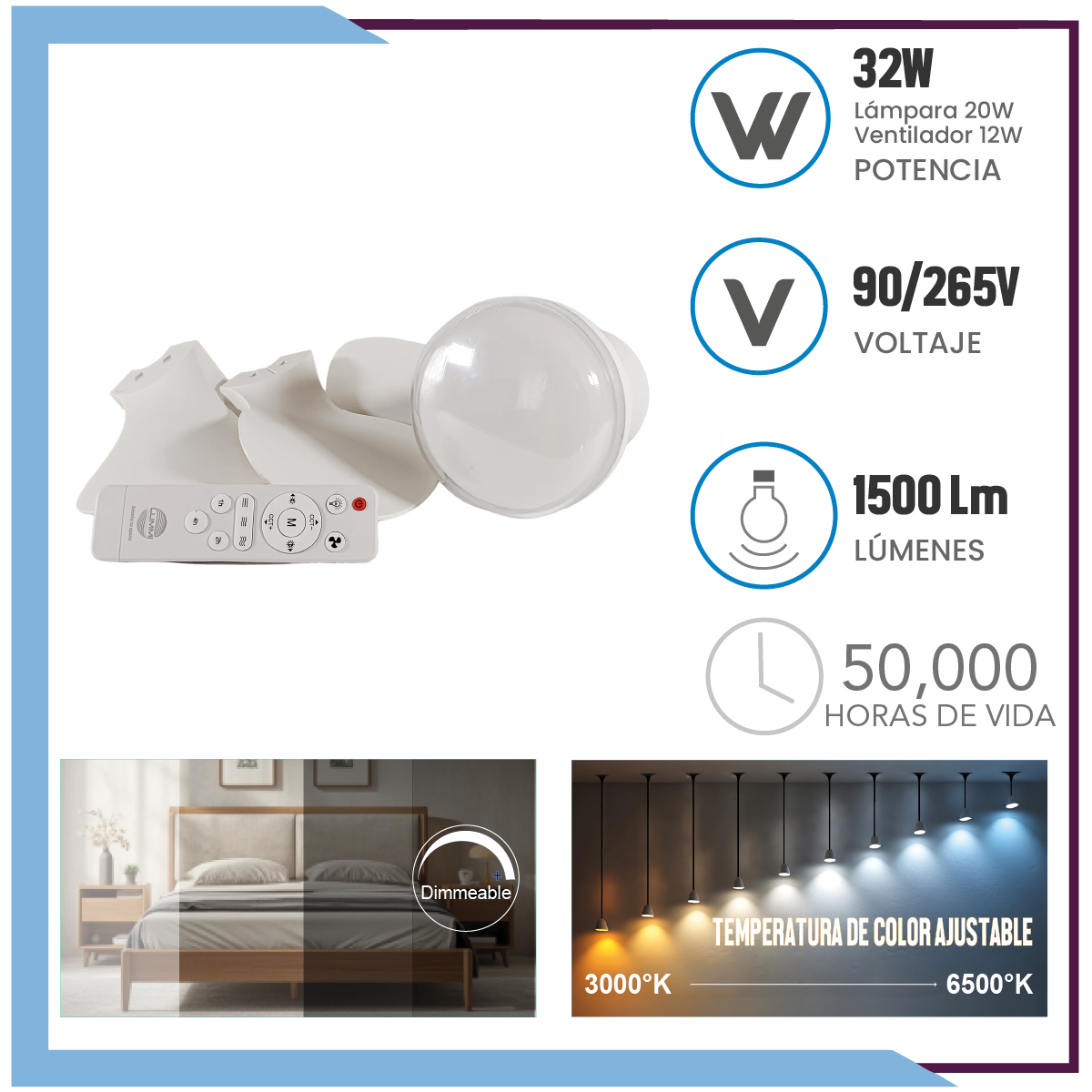 LAMPARA LED CON VENTILADOR MINI (LV1812)