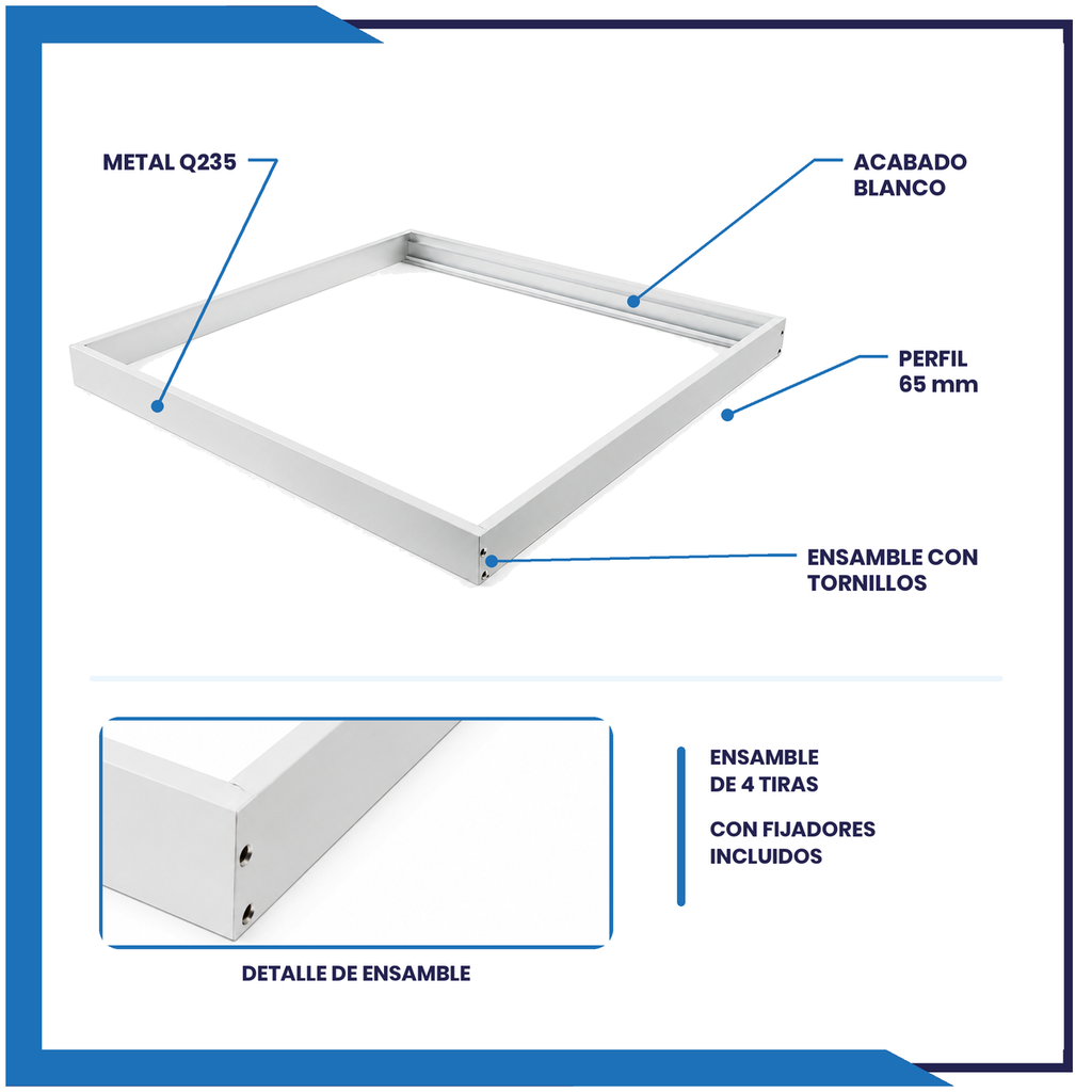 Marco Metálico para Sobreponer para panel de 60X60  (MCO60X60)
