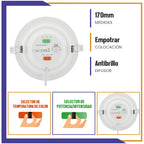Luminario LED Circular 9 en 1 Empotrar (MP3C3W)