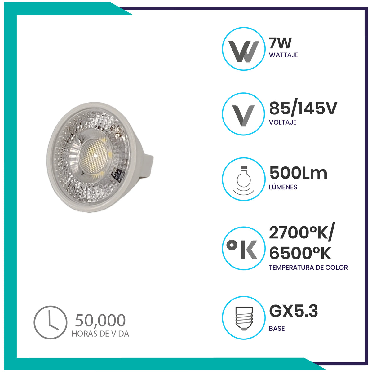 Lámpara LED dimeable MR16 GU5.3/GX5.3 de 7W (MR167DIM/LD)
