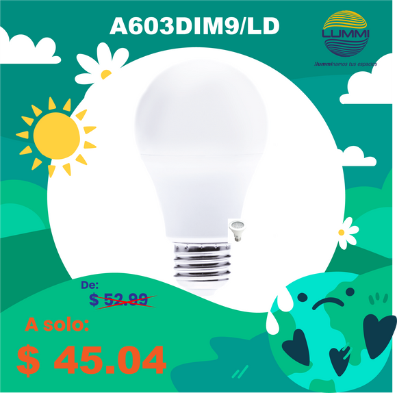 Lámpara tipo bombilla A60 LED dimmeable de 9W (A603DIM9/LD)