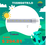 Lámpara lineal LED T5 de acrílico transparente y aluminio de 8W, Paq 5pzs  (T5SMD8TR/LD)