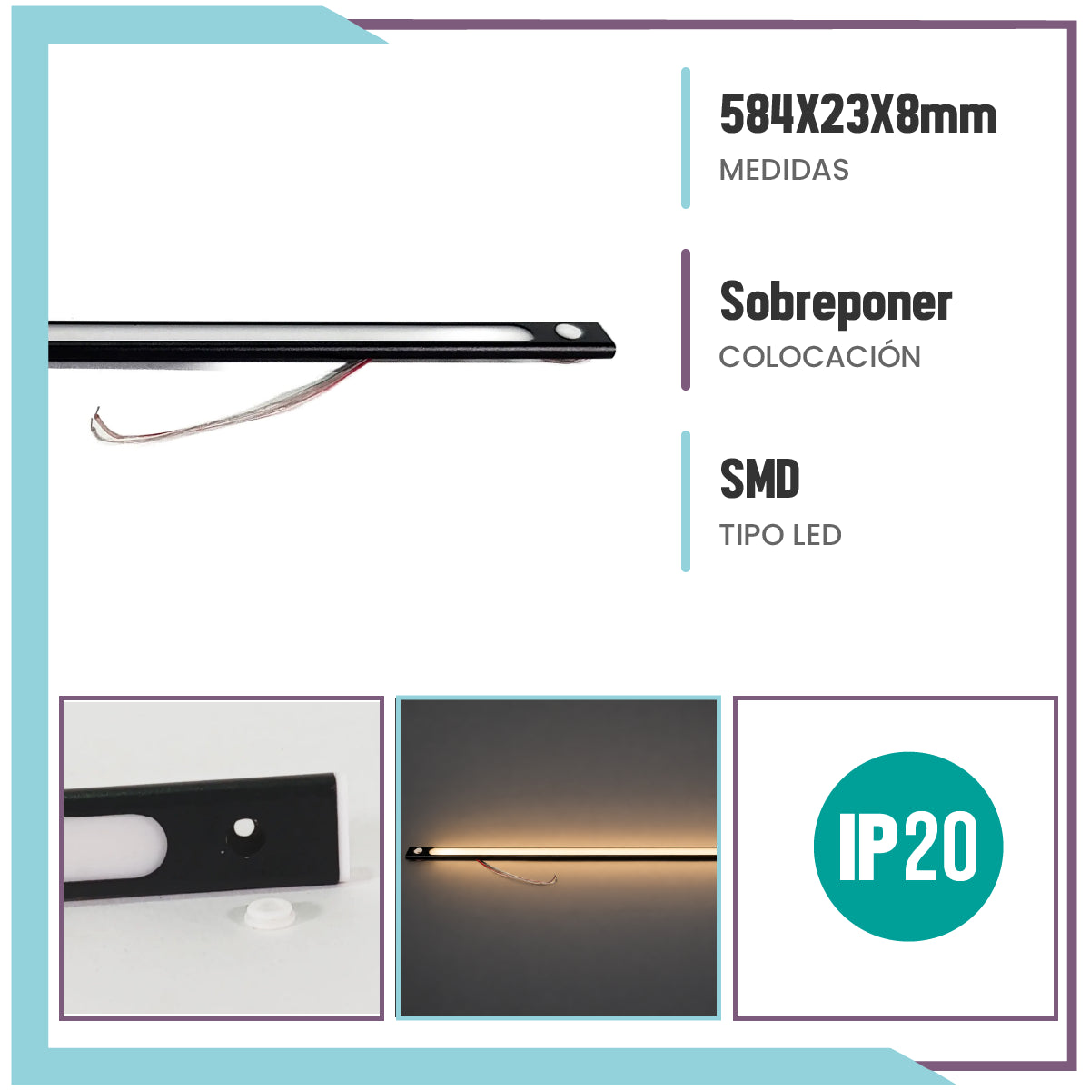 Luminaria LED lineal 9W luz cálida (SKIN9NE/BC)