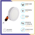 Luminaria circular LED 2 en 1, de sobreponer de 16W (SOLE16/LD+BC)