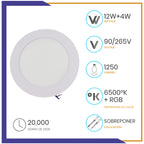Luminaria circular LED 2 en 1, de sobreponer de 16W (SOLE16/LD+COL)