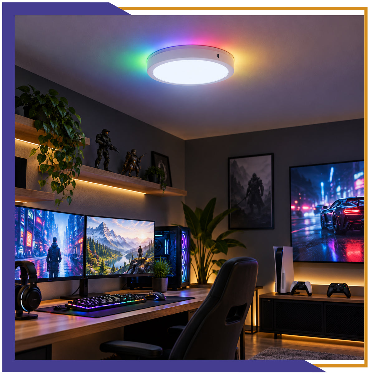 Luminaria circular LED 2 en 1, de sobreponer de 16W (SOLE16/LD+COL)