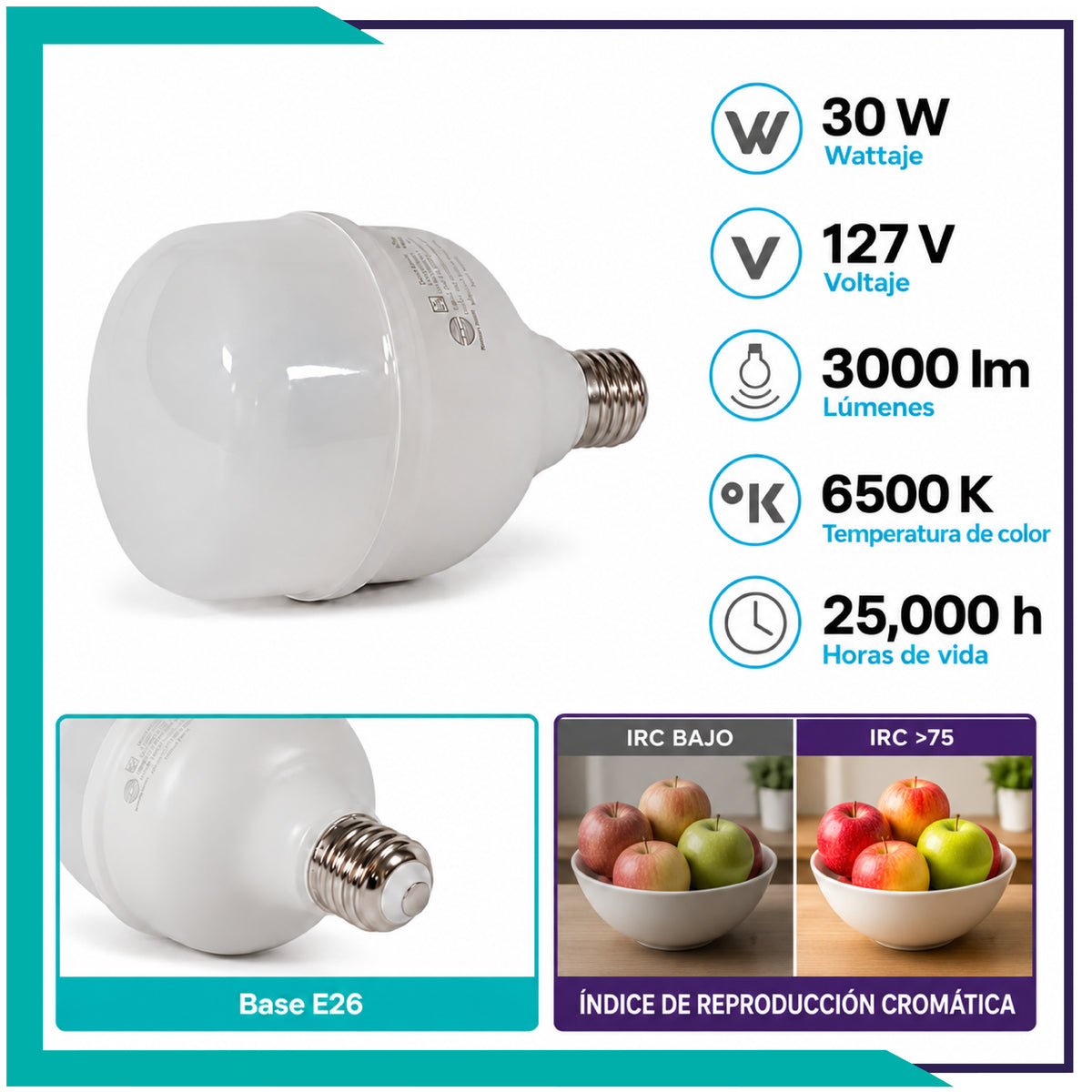 Foco  LED tipo Bala 30W (T100LED30/LD )