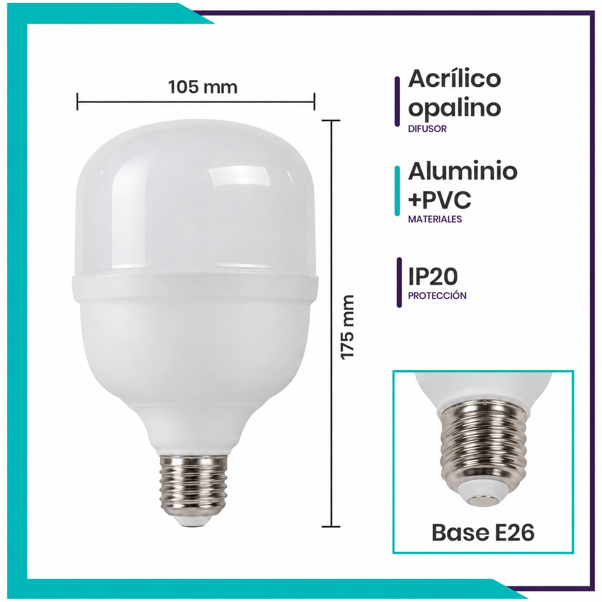 Foco  LED tipo Bala 30W (T100LED30/LD )