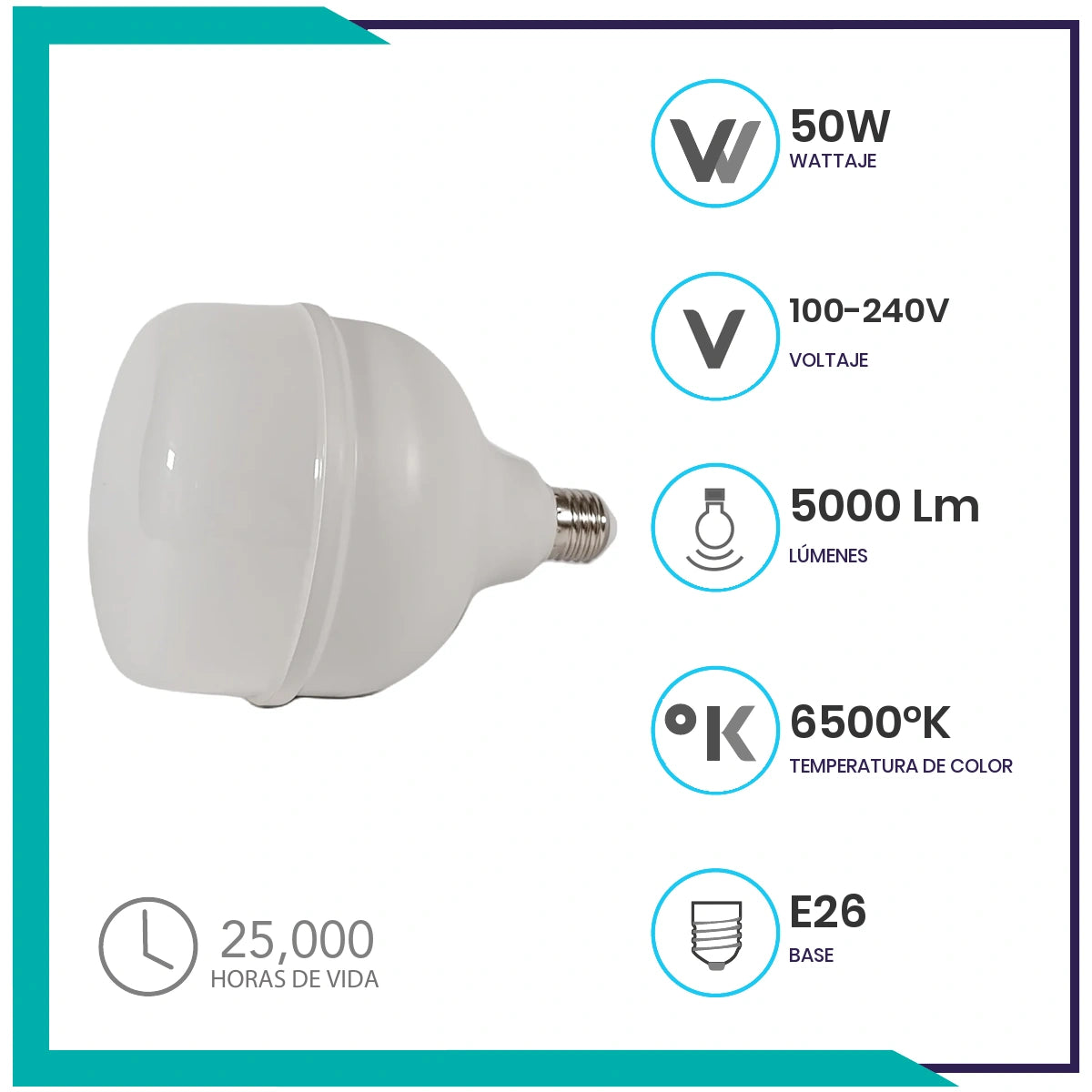 Foco LED tipo bala 50W (T140LED50/LD)