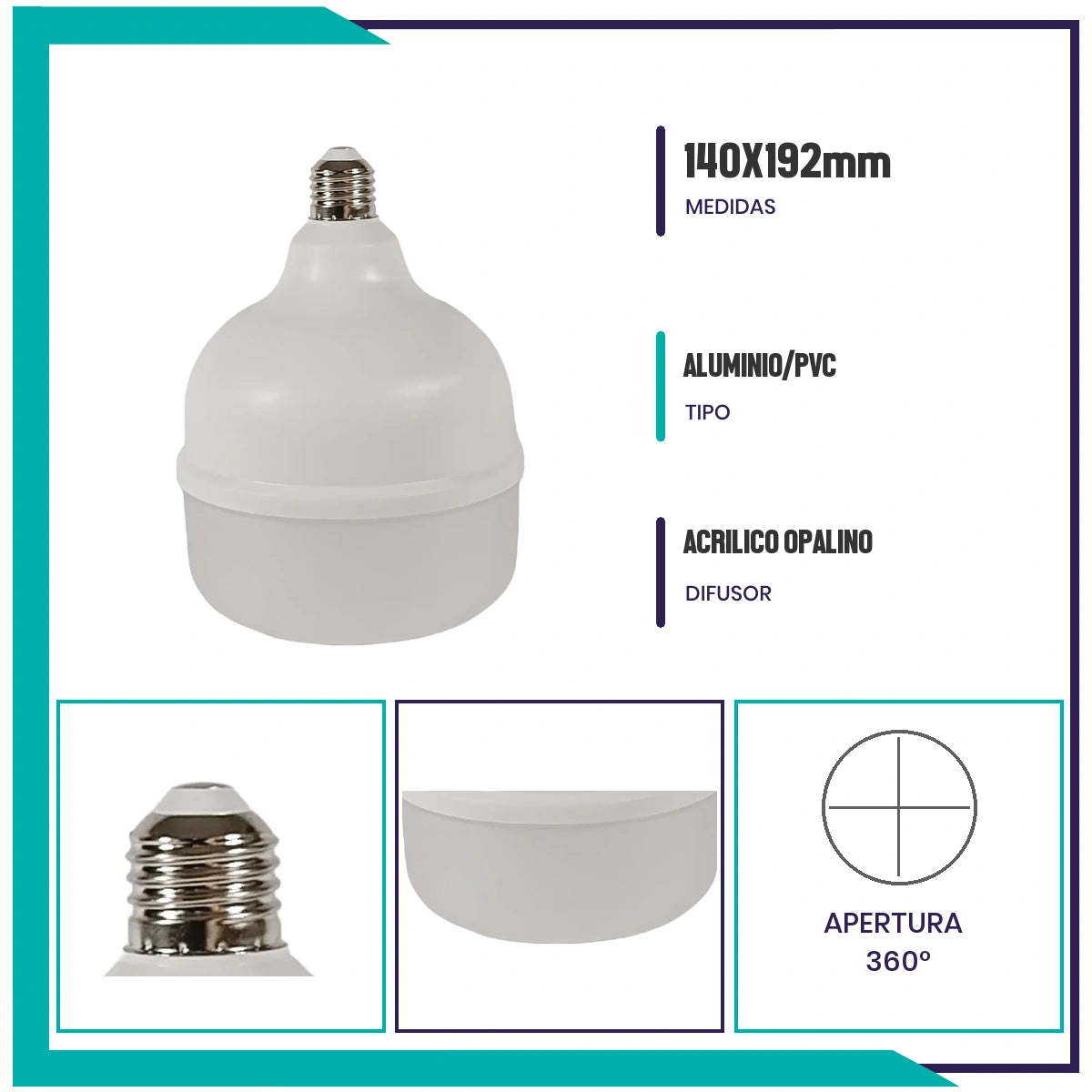 Lámpara LED tipo bala T150 de 60W (T150LED60/BC)