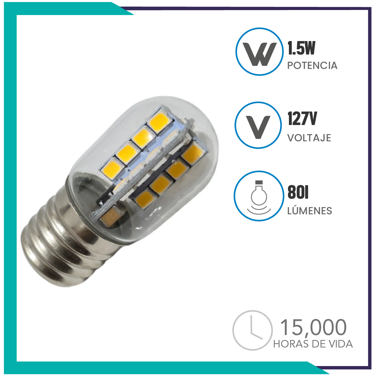 FOCO T20LED 1.5W E17 127V 3000K 80LM (T20LED/E17)