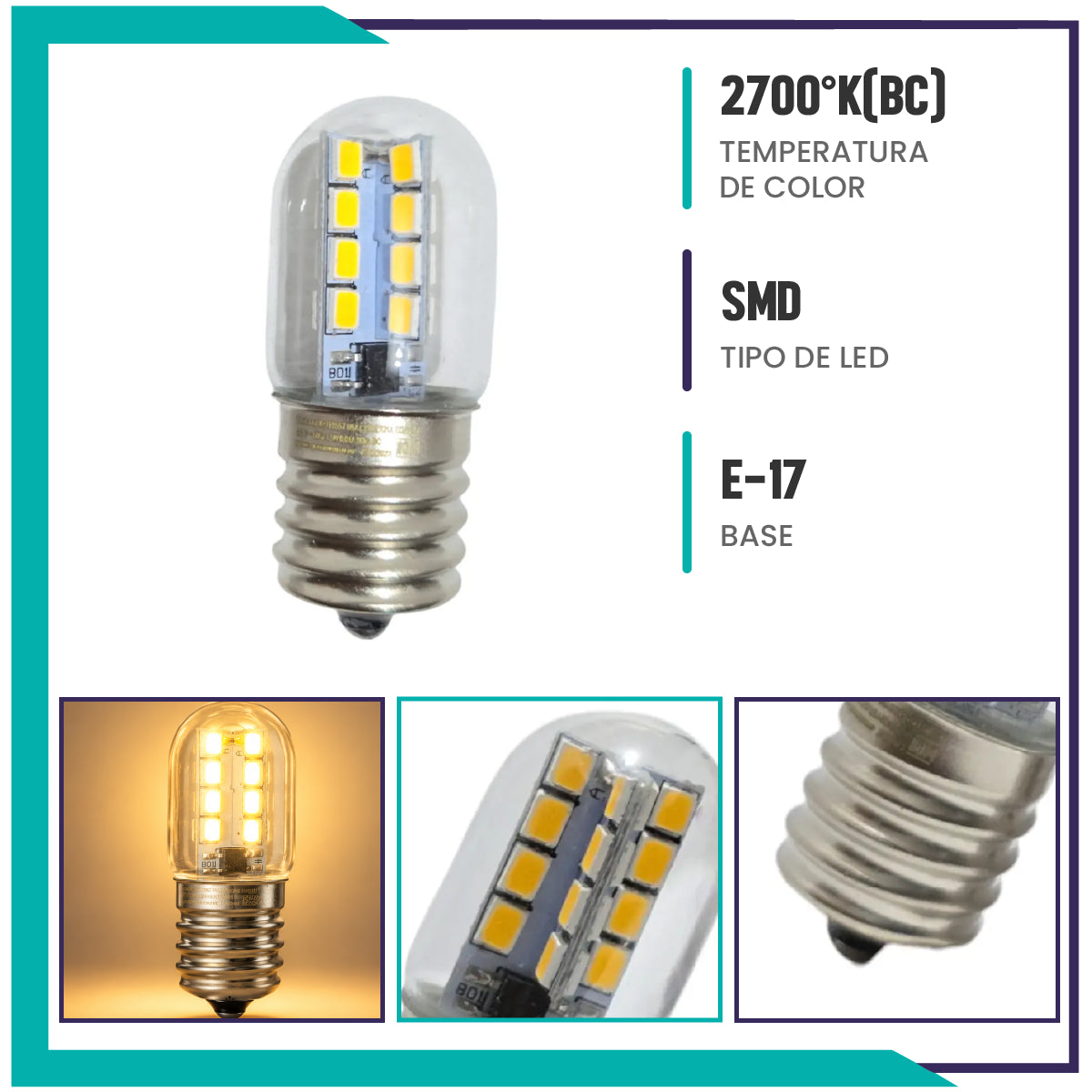 FOCO T20LED 1.5W E17 127V 3000K 80LM (T20LED/E17)