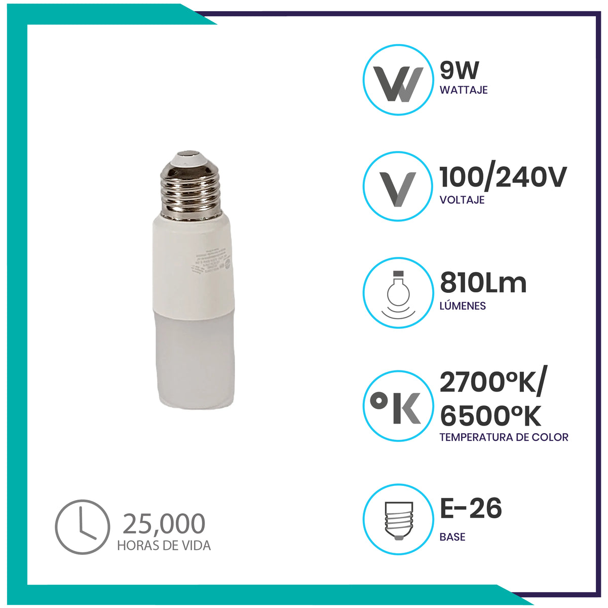 Foco Led 9W tipo mini bala (T37LED9/LD)