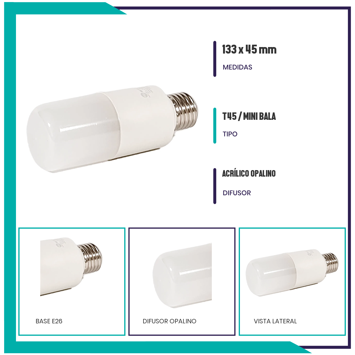 Foco Led 12W tipo mini bala (T45LED12/LD)