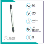 Lámpara lineal LED T5 de luz negra transparente de 2W (T5LED2/BLB) 5 piezas