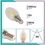 Foco tipo vela filamento LED (VEFILED4E12/LD)