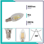 Foco tipo vela filamento LED (VEFILED4E14/LD)