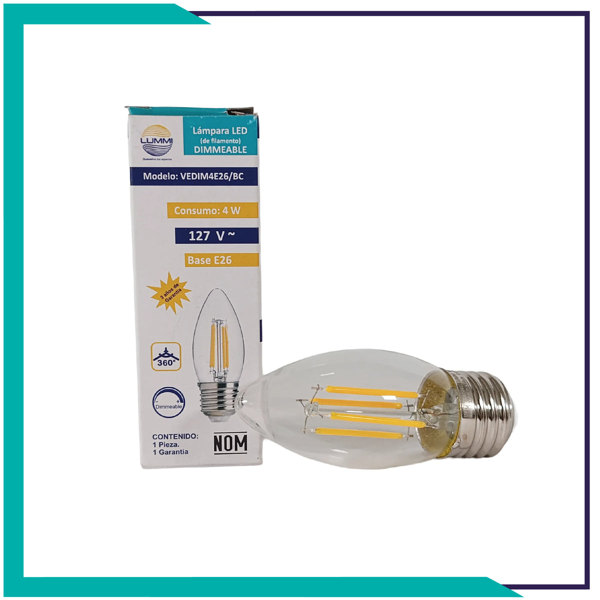 Foco tipo vela LED (VEFILED4E26/BC)