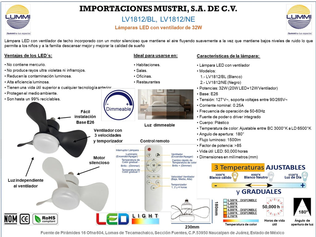LAMPARA LED CON VENTILADOR MINI (LV1812)