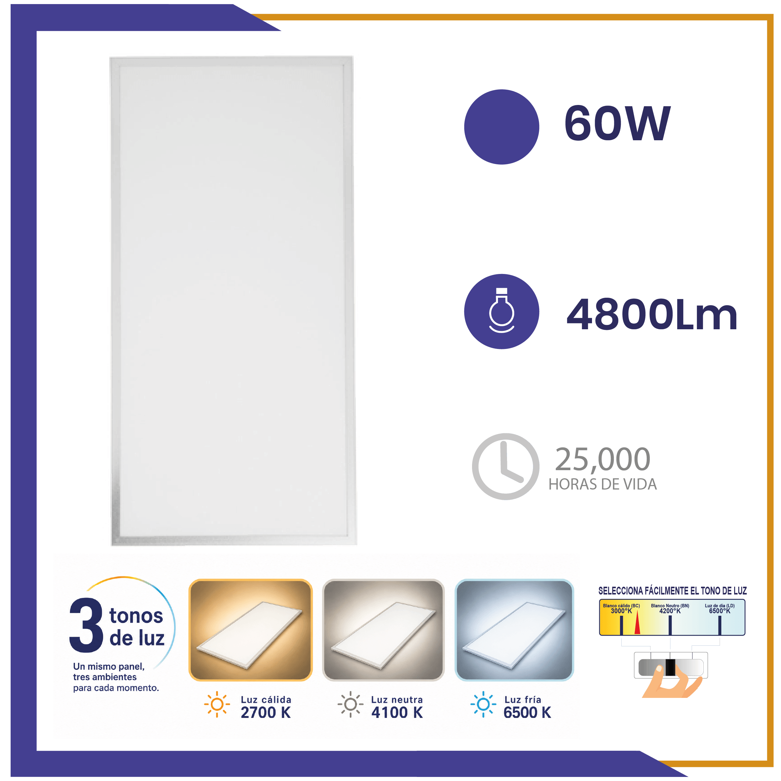 Luminario LED 60W – 3CCT (985080/GR)