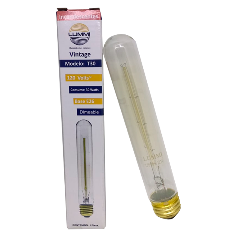 Foco  tubular T30 vintage E26 de 30W (T30)