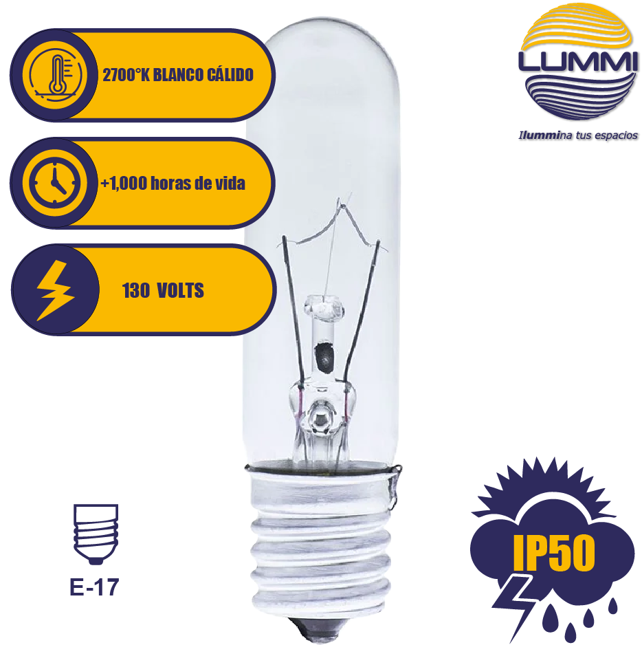 Foco tubular T21 40W E17 (T2140E17)