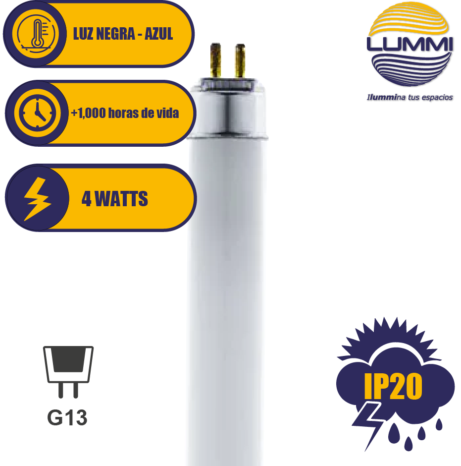 Tubo Luz Negra Con Filtro 4w T5 Sin filtro Paq 5pzs ( fl4bl )