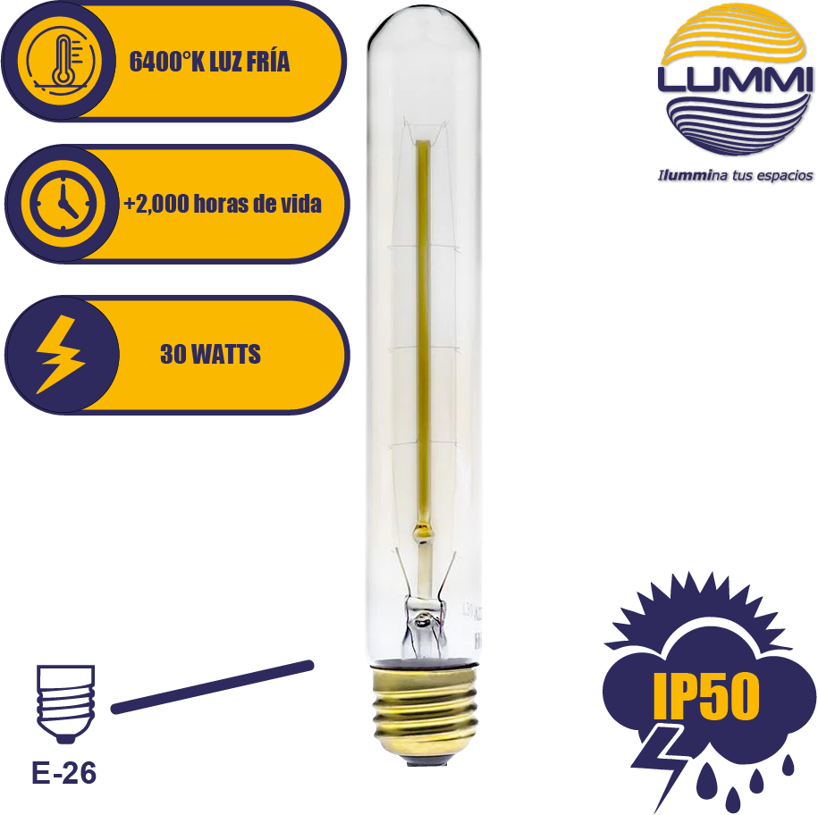 Foco  tubular T30 vintage E26 de 30W (T30)
