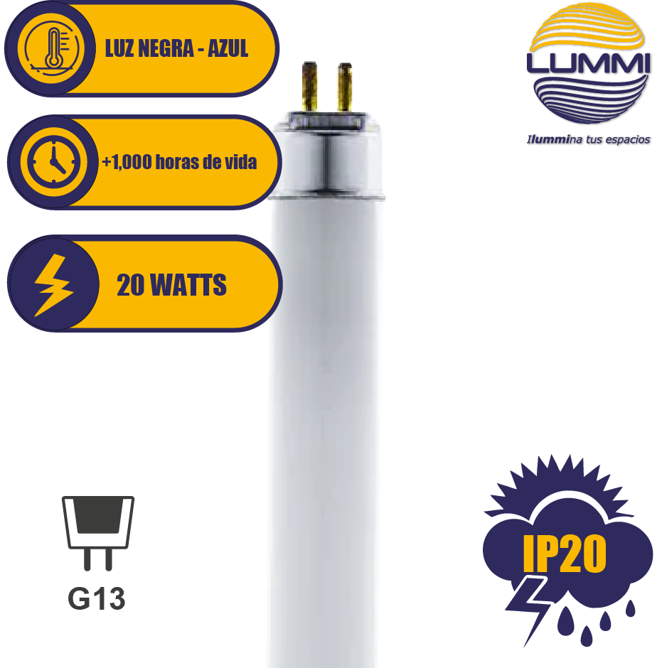 Tubo Luz Negra Sin Filtro 20w T8 Paq 5pzs (fl20bl)