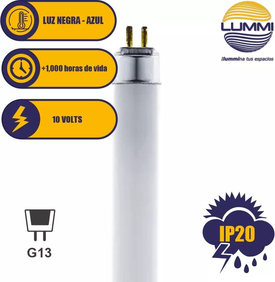 Tubo luz negra sin filtro T8 Paq 5pzs (FL10BL)