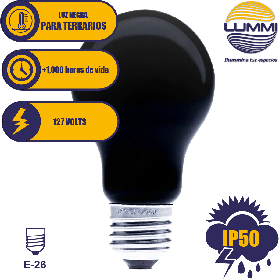 Foco  Incandescente 75W de luz negra UV (A19BLB75)
