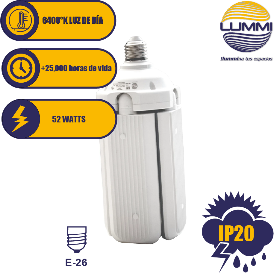 Foco tubular tipo ventilador led 52W (FAN52)