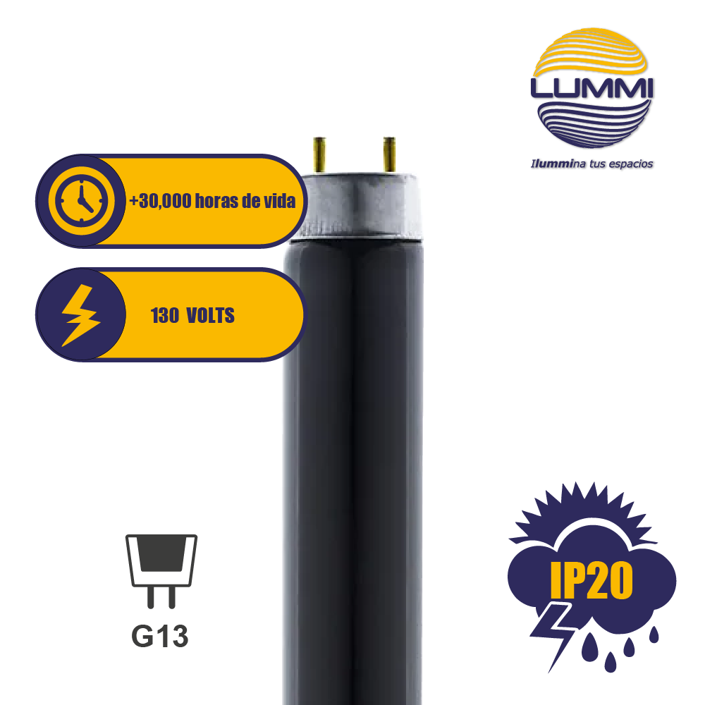 Tubo fluorescente 20W Luz Negra T8 Paq 5pzs (FL20BLB)