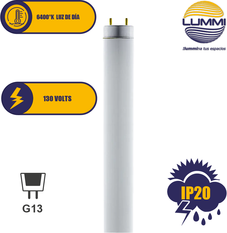TUBO FLUORESCENTE LUZ DE DIA 15W T8 Paq 5pzs (FL15D)