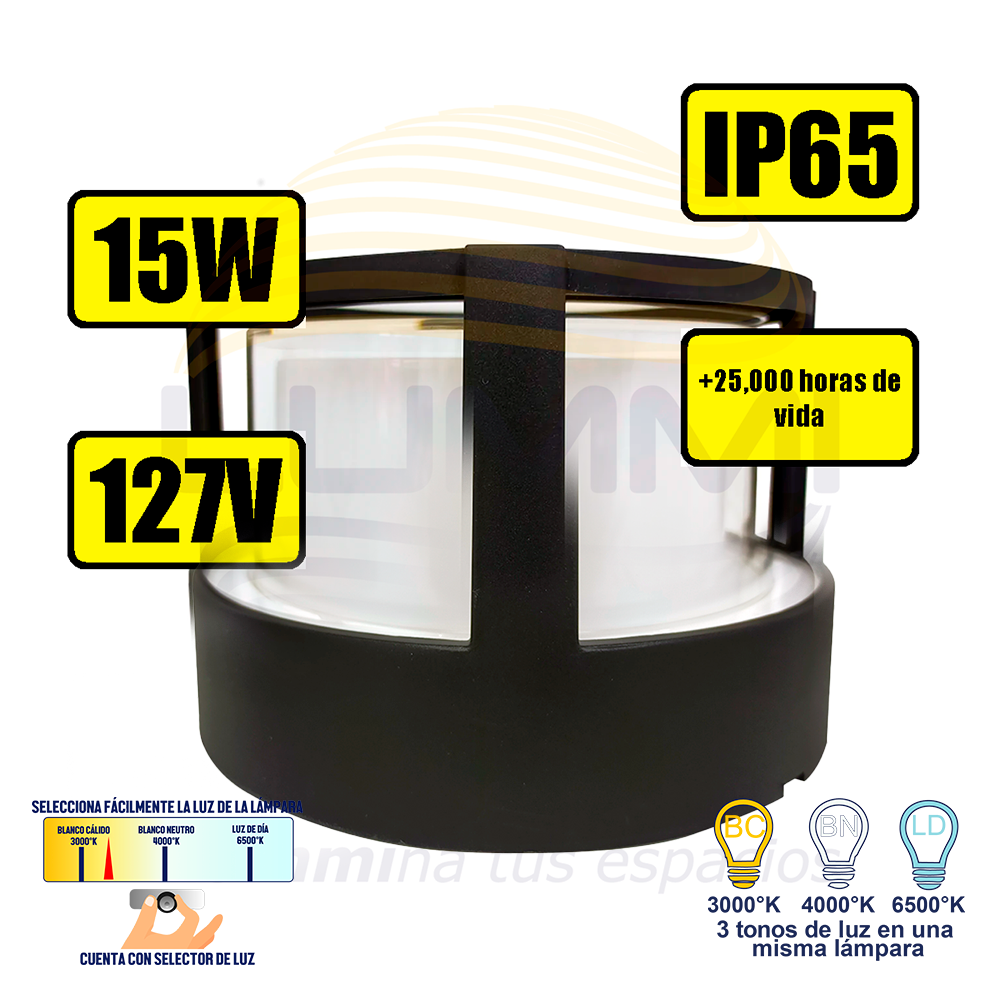 Arbotante de forma circular de 15W (1046)
