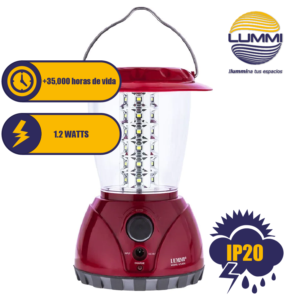 Linterna LED para camping Solar recargable (LTLED2)
