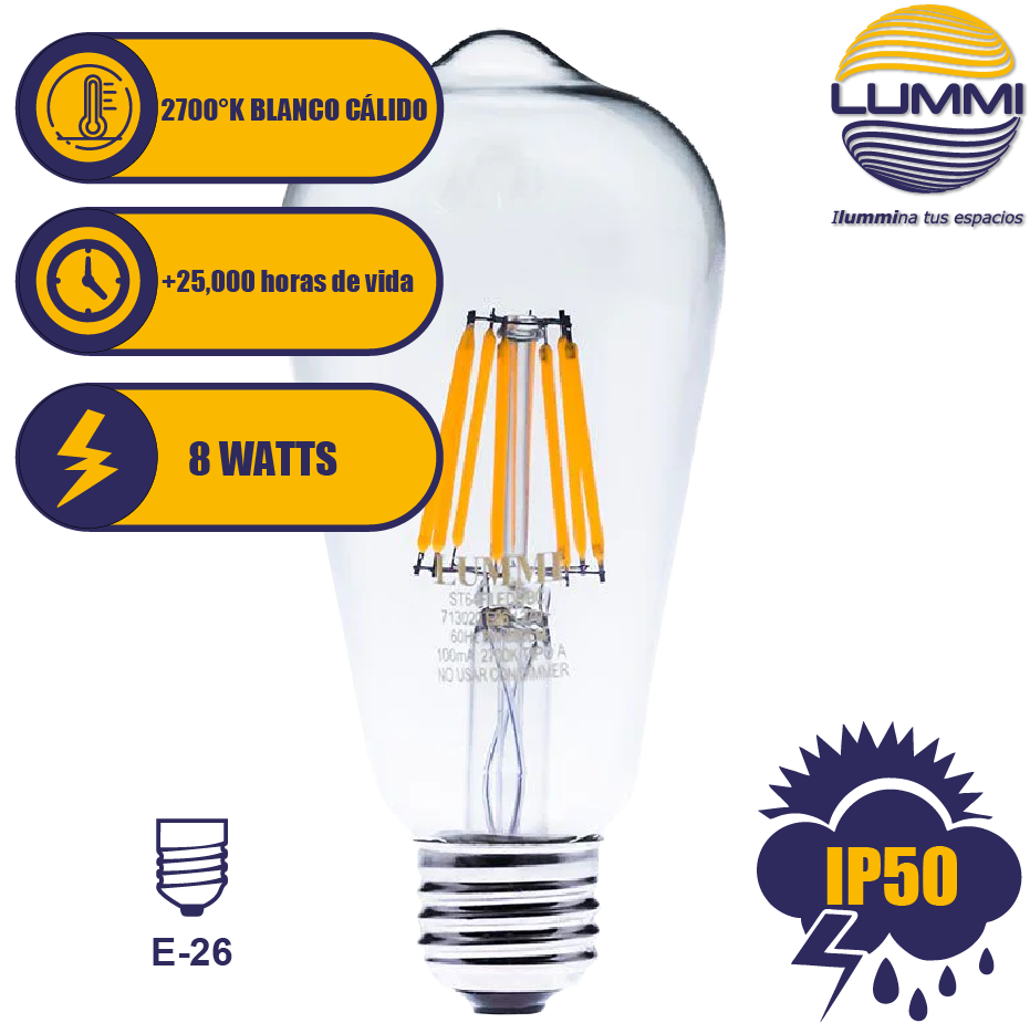 FOCO Vintage T/PERA FILAMENTO LEDS 8W ( ST64FILED8/BC )