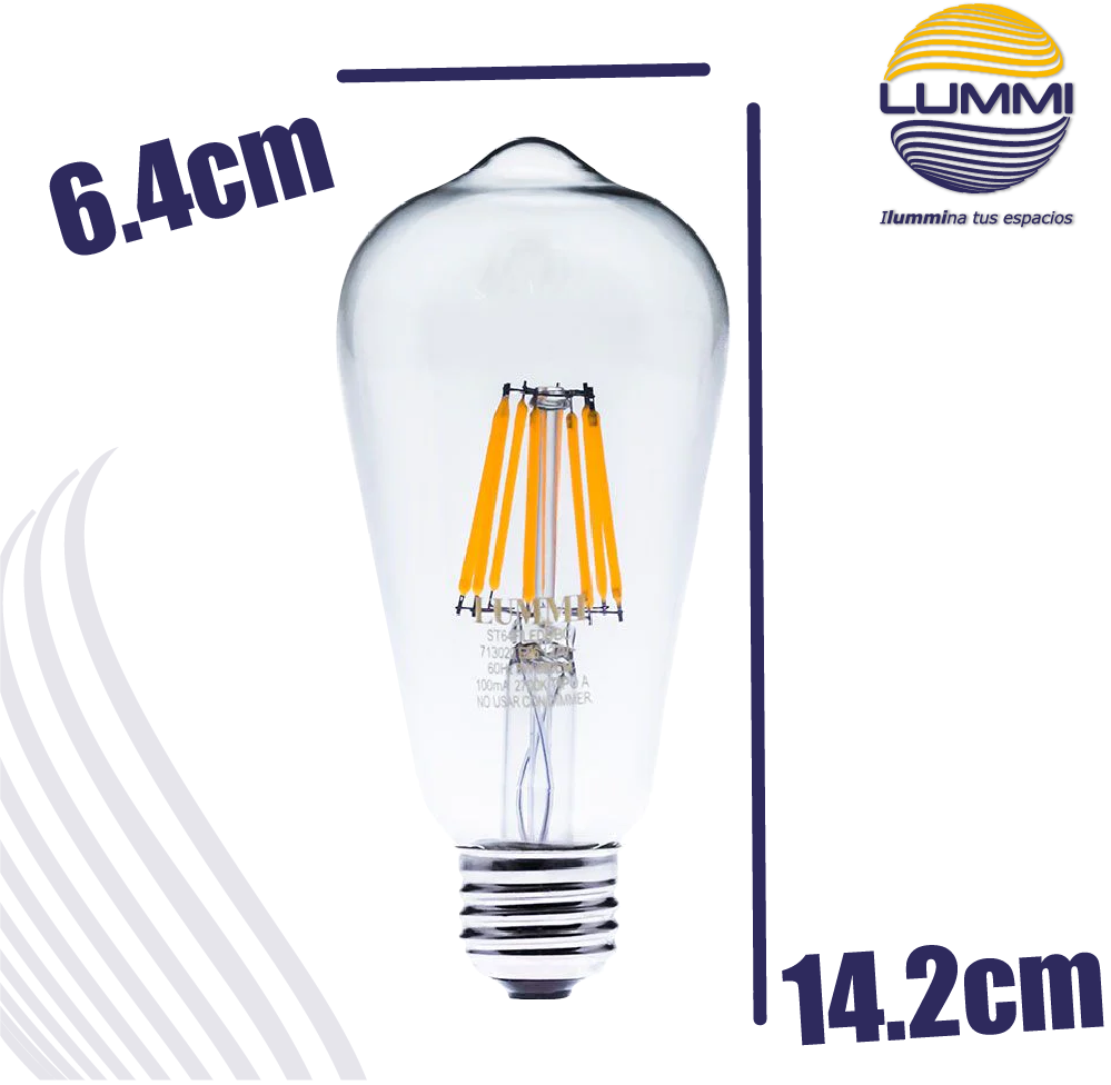 FOCO Vintage T/PERA FILAMENTO LEDS 8W ( ST64FILED8/BC )