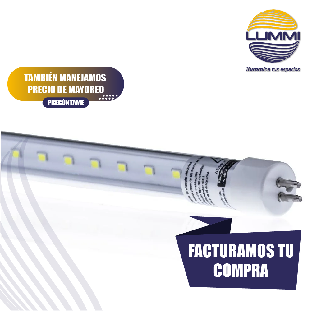 Lámpara lineal LED T5 de acrílico transparente y aluminio de 8W