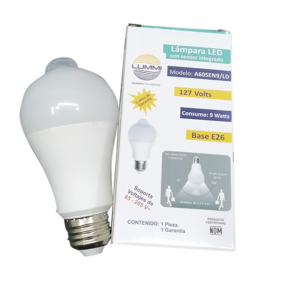 Foco LED 9W Fotocelda + Sensor de movimiento  ( A60SEN9/LD )
