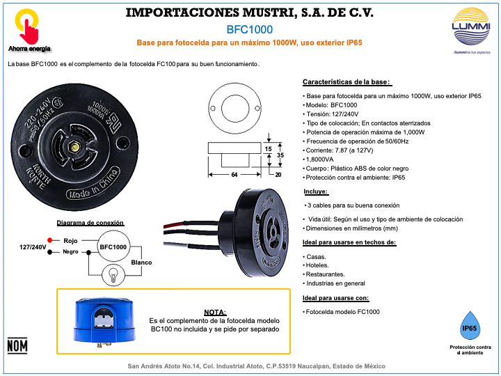 Base para fotocelda con escuadra (BFC1000 )
