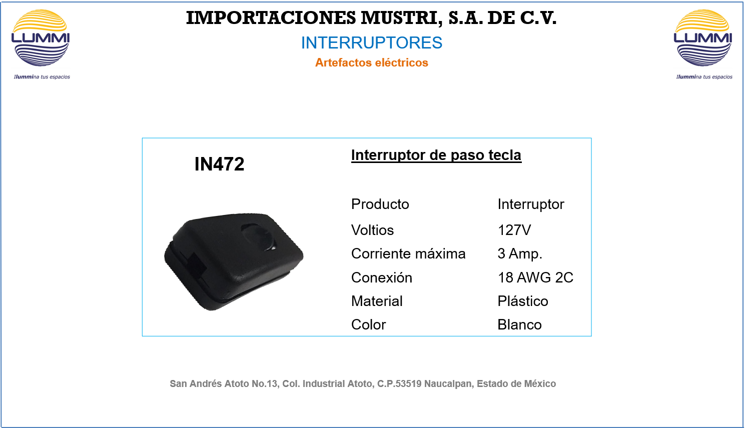 Interruptor de paso tecla ( IN472 )