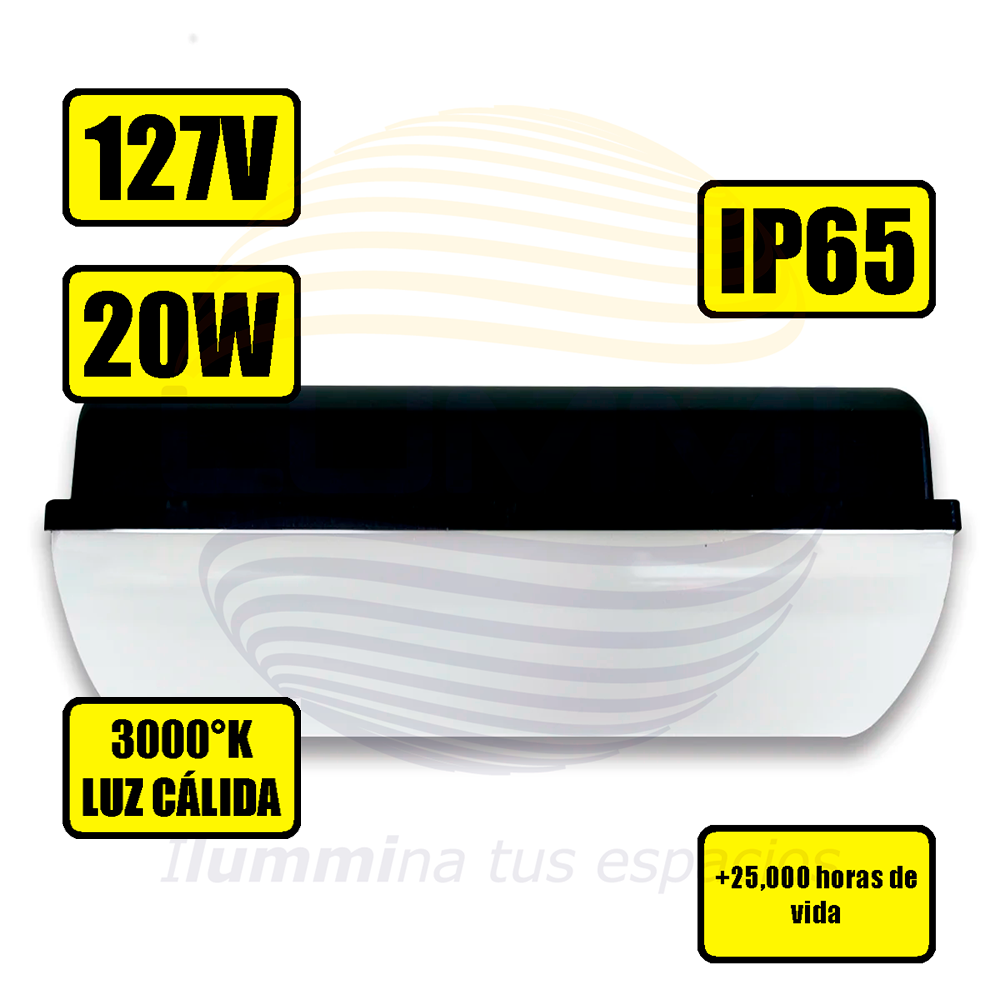 Arbotante de forma rectangular de 20W Blanco cálido (1135)