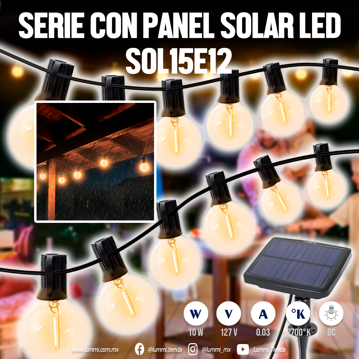 Serie LED con panel solar ( SOL15E12 )