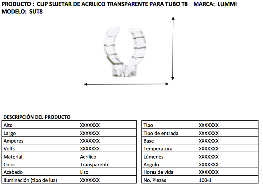Clip sujetador para tubo T8 (SUT8)