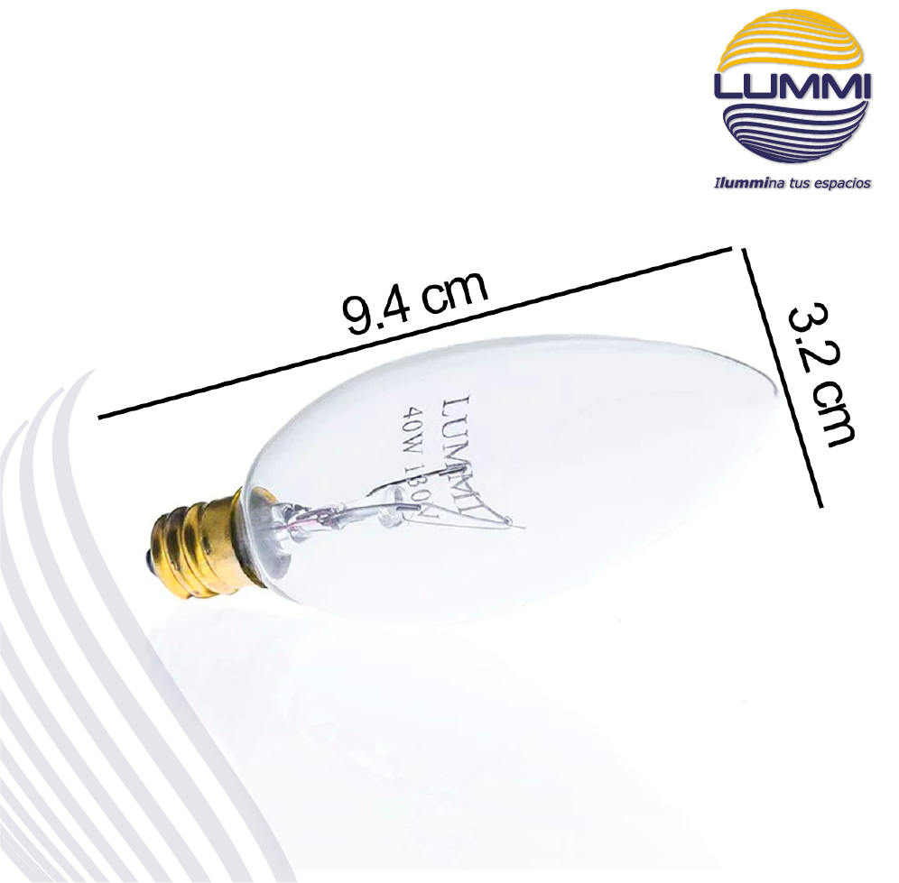 Foco incandescente tipo vela (40B10)
