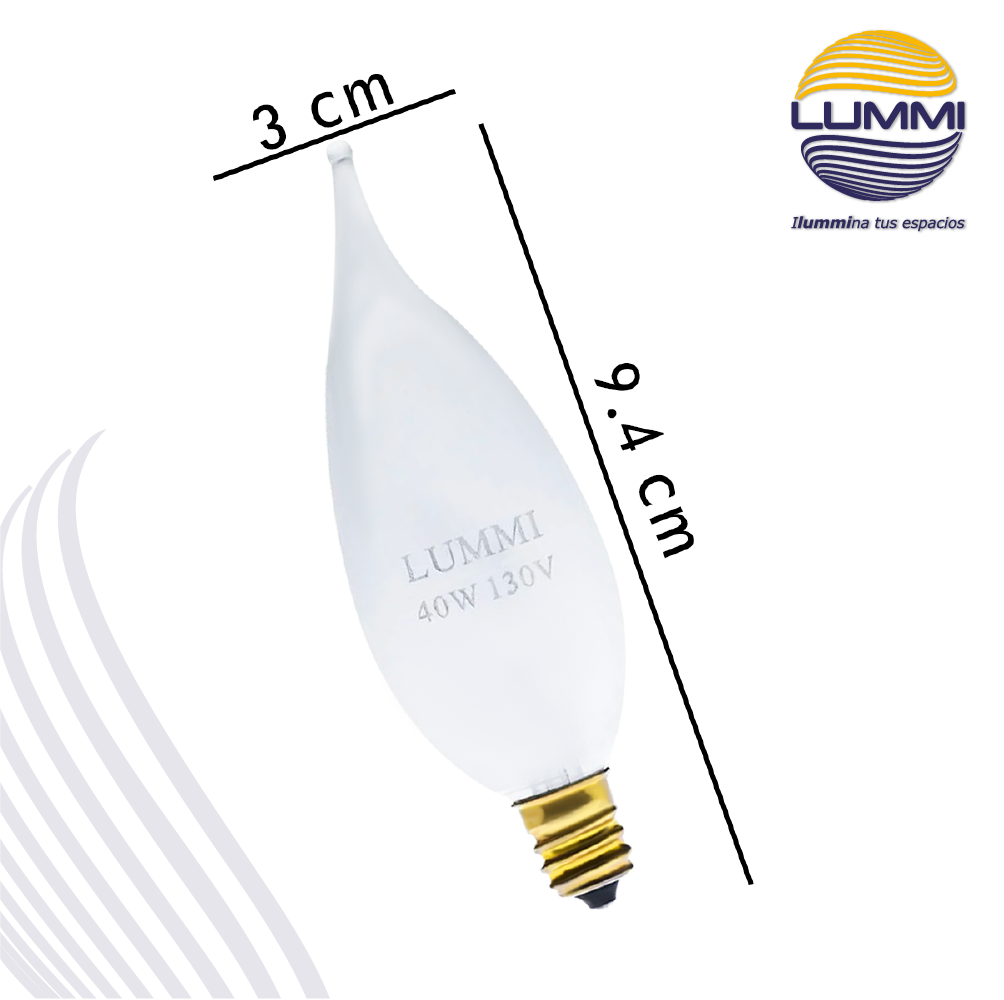 Foco  vela punta curva perlado (CA1040F)