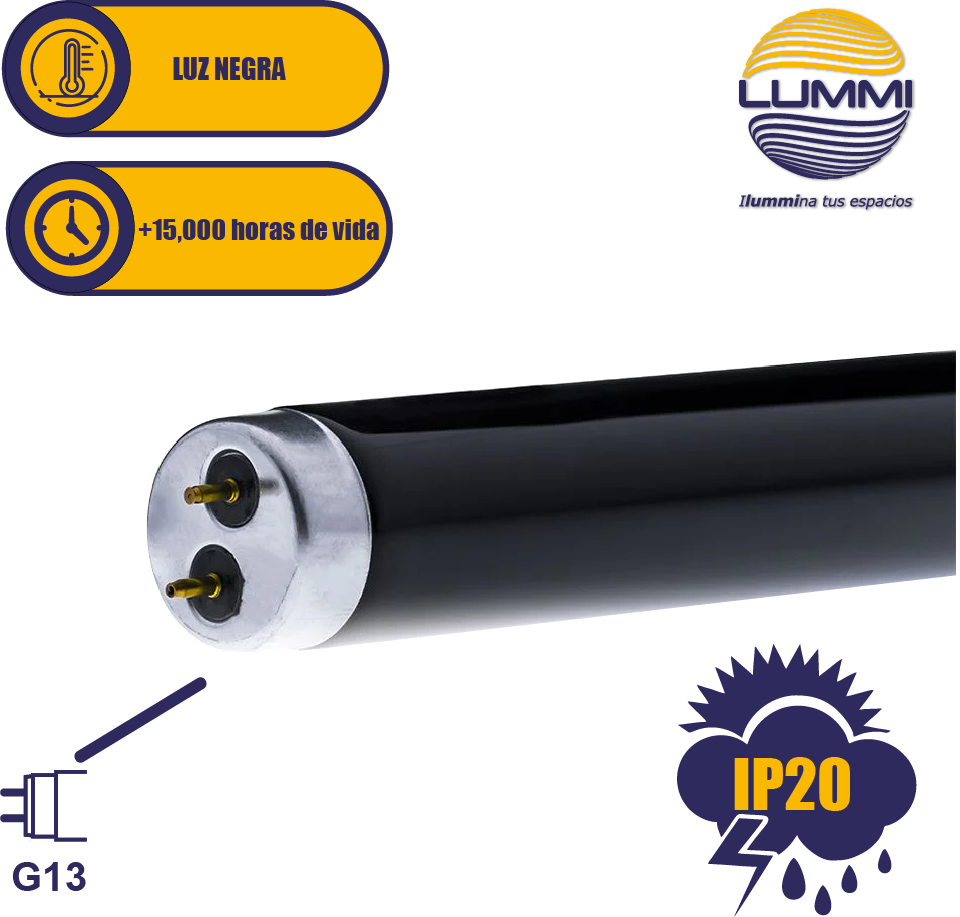 Tubo fluorescente 40W Luz Negra T8 Paq 5pzs (FL40BLB)