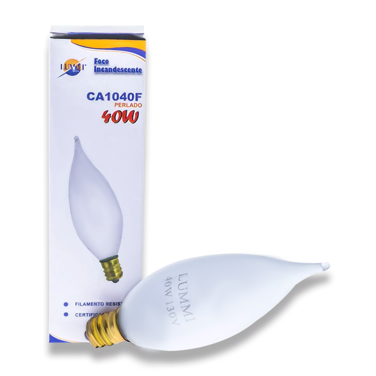 Foco  vela punta curva perlado (CA1040F)
