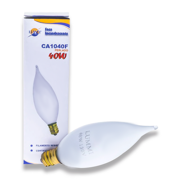 Foco  vela punta curva perlado (CA1040F)